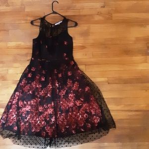 Luxe black and red party dress